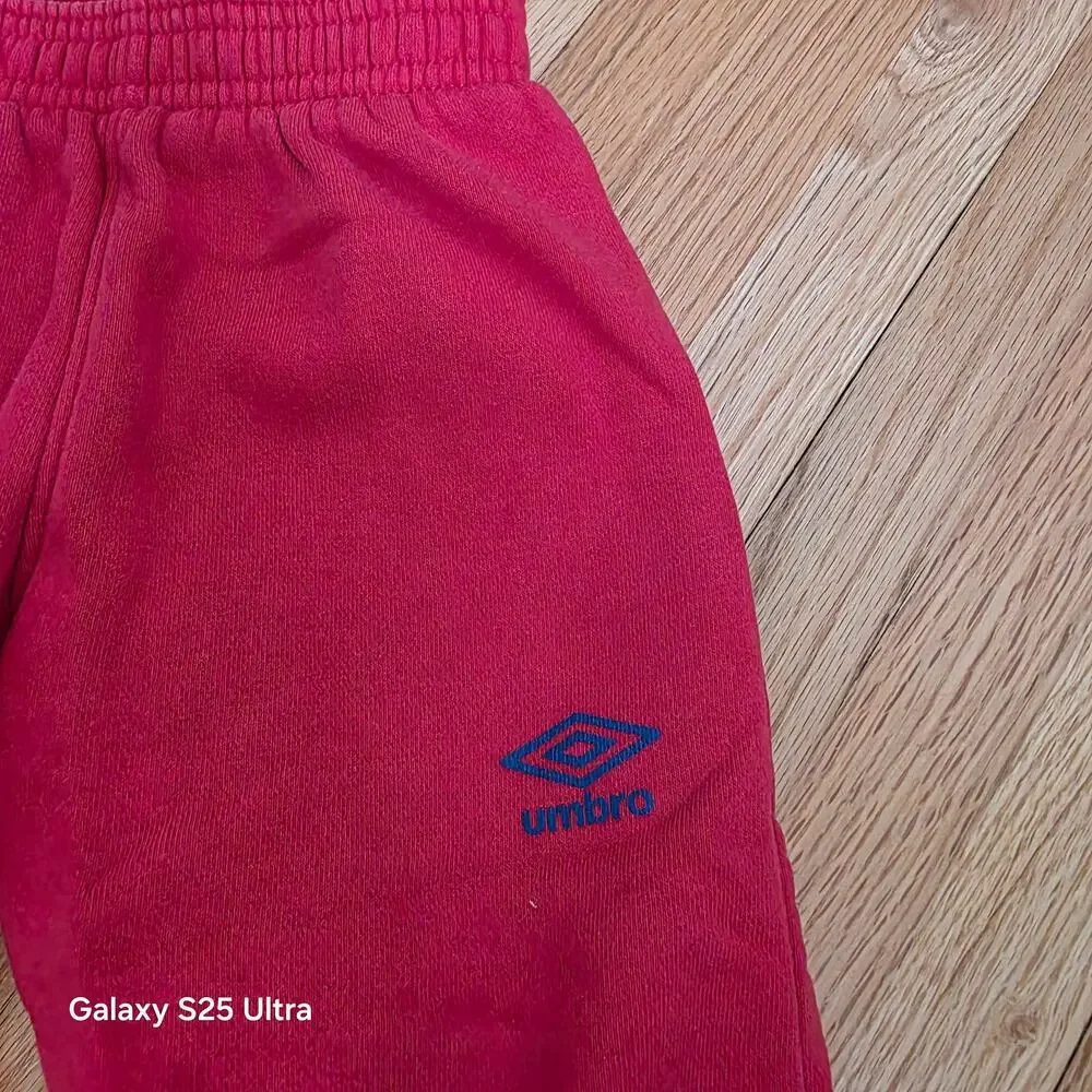Umbro red sweatshirt and jogger fleece lined set, soccer‎ ball logo sz 24 mo